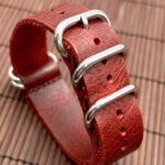 Correa NATO de Cuero Relojes Club roja