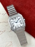 Cartier Santos Medium Factory Diamond Bezel W4SA0005, automático.