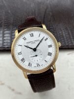 Frederique Constant Slimline Small Seconds White Roman Clous de Paris Dial 36 mm, de cuarzo.