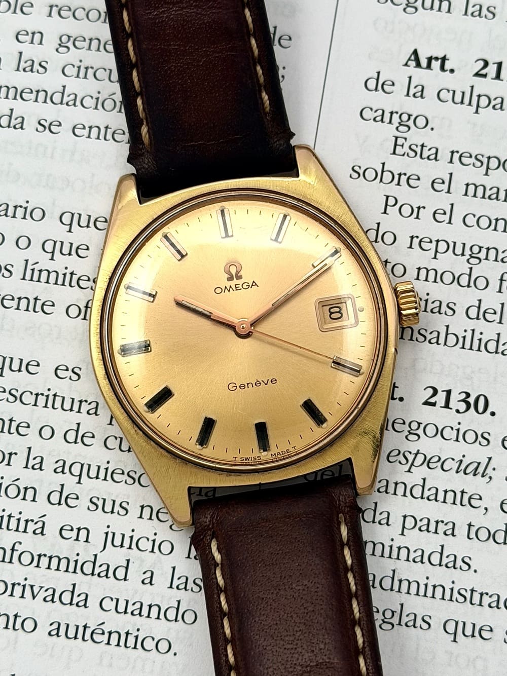 IMG_4916 Omega Genève Champagne Dial 35 mm 1972 136.041, a cuerda. - Imagen 1