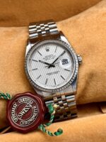 Rolex Datejust 36 mm "Tapestry" Silver Dial Engine Turned Jubilee, automático.