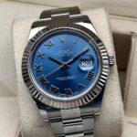 Rolex Datejust II 41 mm Azzurro Blue Roman Dial 116334, automático.