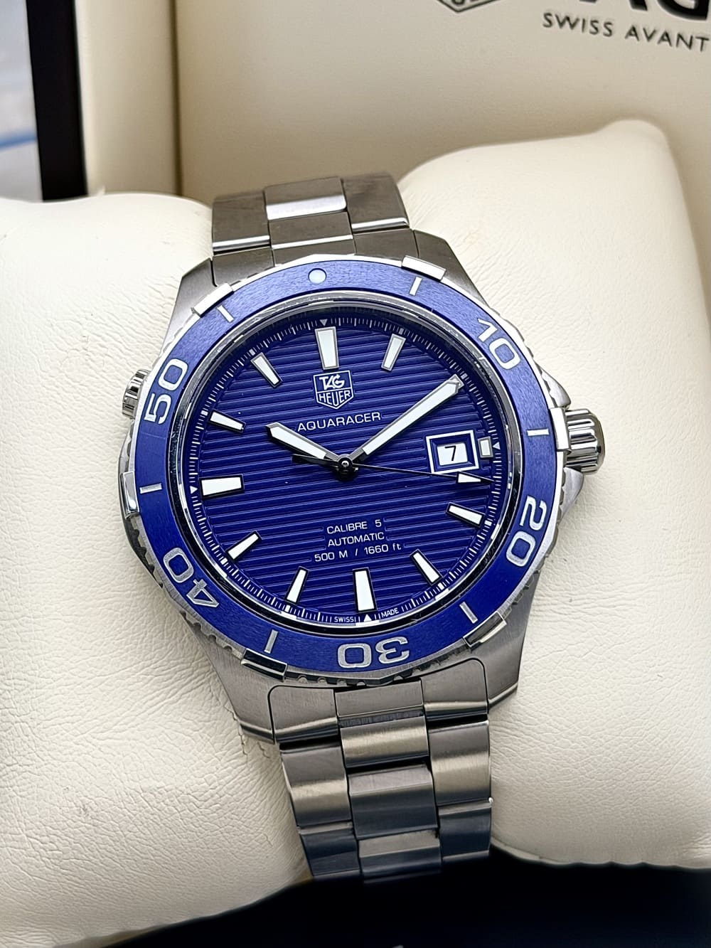 IMG_0155 TAG Heuer Aquaracer 500M Calibre 5 Electric Blue Dial 41 mm WAK2111 FULL SET 2018, automático. - Imagen 1
