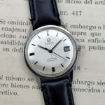 Omega Genève Seamaster Double Signed Crosshair Silver Dial 35 mm 1968 166.002, automático.