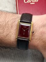 Cartier Tank Vermeil "Burgundy" LM Large Manual 23 x 30 mm, a cuerda. - Imagen 2
