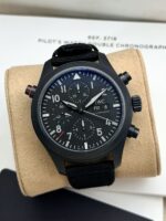 IWC Pilot’s Watch Double Chronograph Top Gun Ceratanium Black Dial 44 mm IW371815 FULL SET, automático.