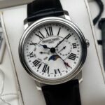 Frederique Constant Classics Business Timer Moonphase White Dial 40 mm FULL SET, de cuarzo.