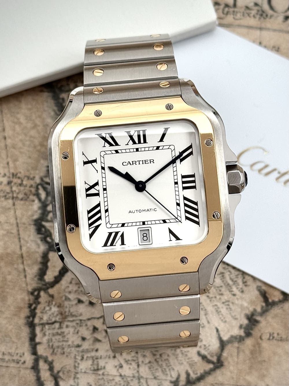IMG_6139 Cartier Santos de Cartier Large 18K Yellow Gold & Steel FULL SET 2025, automático. - Imagen 1