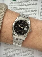 RARO Rolex Oysterdate Precision 1967 Black Gilt "Stardust" Dial 34 mm 6694, a cuerda. - Imagen 2