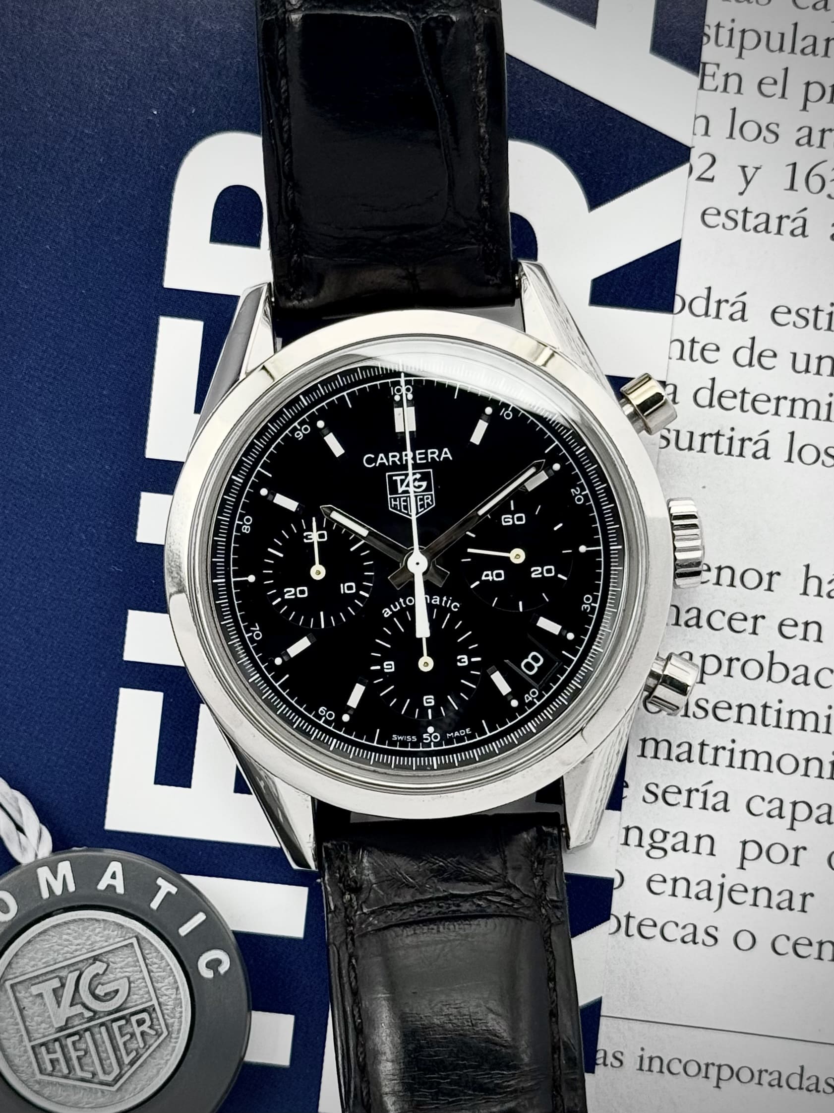 tempImage40jlqC TAG Heuer Carrera Re-Edition Black Dial 39 mm CV2111 FULL SET, automático. - Imagen 1
