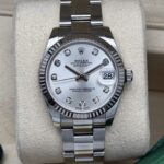 Rolex Datejust Silver Diamond Dial 31 mm 178274 2019 FULL SET, automático.