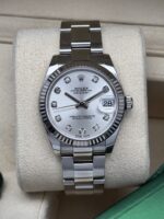 Rolex Datejust Silver Diamond Dial 31 mm 178274 2019 FULL SET, automático.