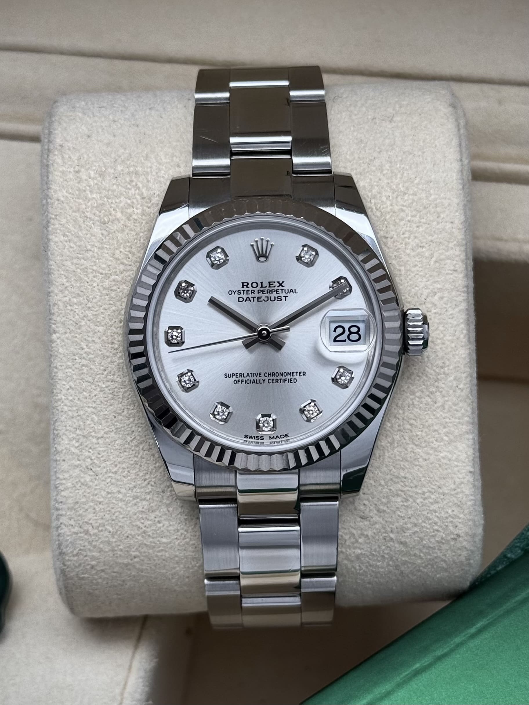 tempImageoKIYAv Rolex Datejust Silver Diamond Dial 31 mm 178274 2019 FULL SET, automático. - Imagen 1